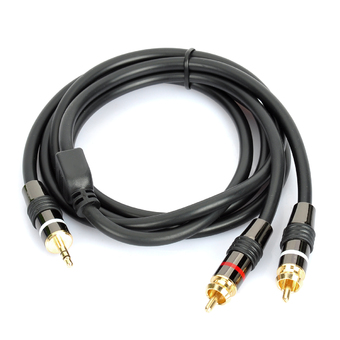 Gold plated Copper 3.5mm Jack to 2 RCA M/M Audio Connection Cable (Black)