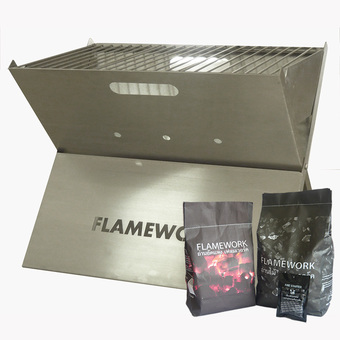 FLAMEWORK เตา BBQ Charcoal Grill แบบพกพา (STL #304) + Free BBQ Charcoal Set