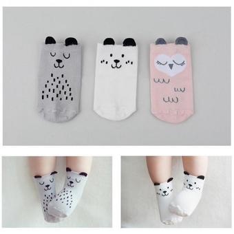 3 Pairs Baby Girls Slip-resistant Cotton Socks For 0-12 Months