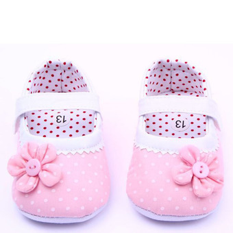 Baby Girl Shoes First Walkers Bebe Cute Flower Polka Dot Soft Shoes Pink