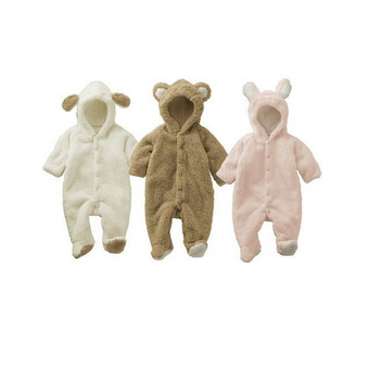 Unisex One-Piece Warm Thick Siamese Romper Jacket Coat for Baby Boy Girl Kids Toddler Animal Style Autumn &amp; Winter Brown