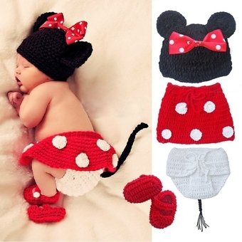 Moonar Cartoon Adorable Mouse Design Newborn Children Photography Clothing Suits for 0-6 Month (Red)