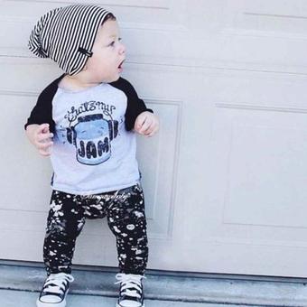 Spring and Autumn Children's Sports Suit Boys Clothes INS boy set T-shirt +pants 2pcs