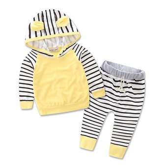 Newborn baby Zebra striped leisure suit kids infant baby girls clothes hooded t-shirt top + pants 2pcs set girls outfit dress