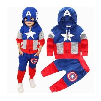 ชุดเสื้อและกางเกงเด็ก ลาย Cartoon Captain America