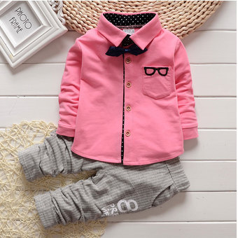 2016 Boys Pure Cotton Set Autumn Children Blouse and Pants Clothing Sets