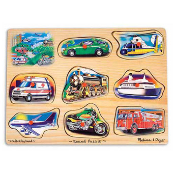 Melissa & Doug ของเล่นไม้ Vehicle Sound Puzzle