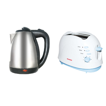Sonar กาต้มน้ำไฟฟ้า 1.5 ลิตร รุ่น EK-150S (Silver) + เครื่องปิ้งขนมปัง (สีขาว)