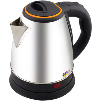 Getzhop กาต้มน้ำไฟฟ้า กาต้มน้ำ กาชงกาแฟ Peskoe Stainless ขนาด 2 ลิตร 1,500 Watt (สีเงินขอบส้ม)