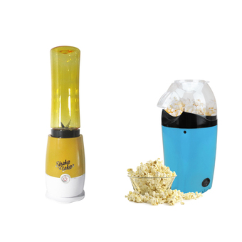 Shake 'n Take เครื่องปั่นน้ำผลไม้พร้อมดื่ม รุ่น SnT3 (สีเหลือง) + HHsociety เครื่องทำข้าวโพดคั่ว Popcorn maker (สีฟ้า)