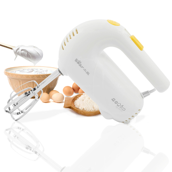 Bear เครื่องผสมอาหาร เครื่องตีไข่ Bear กำลังไฟ 125W รุ่น DDQ-A01G1 (White/Yellow)