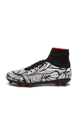 New Sufei Mens Soccer Cleats Superfly High Ankle AG Football Shoes Outdoor Sock Boots Zebra Grade School Sneakers