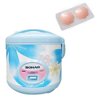 Sonar หม้อหุงข้าวไฟฟ้า หม้อหุงข้าว 1.0 ลิตร รุ่น SR-D611 - สีฟ้า พร้อม ซิลิโคนปิดหัวนมรูปดอกไม้