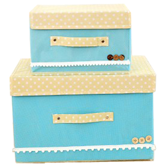 BEST Tmall กล่องผ้า กล่องเก็บอเนกประสงค์ 2ชิ้น (Blue)