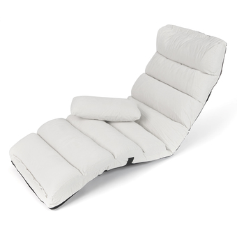 Easy เก้าอี้ปรับเอนได้ 3 ระดับ ผ้ากำมะหยี่พร้อมหมอน – ขนาด 175 x 56 x 15 ซม. สีครีม (Off white)