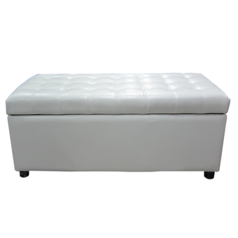 ENZIO สตูลเปิดเก็บของได้ หุ้มหนังอย่างดี รุ่น Tweed Open Stool White