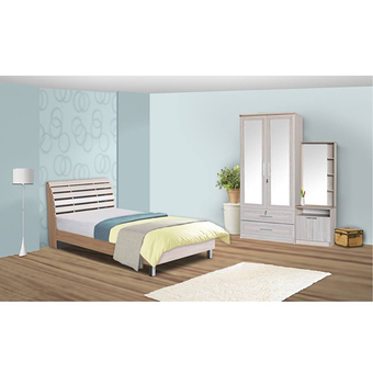 RF Furniture ชุดห้องนอนโซลิค 3.5 ฟุต เตียง 3.5 ฟุต + ตู้เสื้อผ้า90cm+ โต๊ะแป้งยื่น 60 ชม + ที่นอนสปริง ( สีโซลิค )
