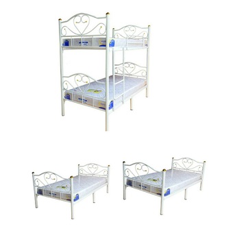 NK Furniline เตียง2ชั้น+ที่นอน3.5ฟุต แบบ2in1 รุ่น หัวใจ ( สีขาว )