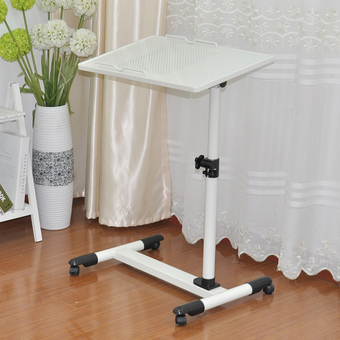 Mylazydesk โต๊ะโน๊ตบุ๊คข้างเตียง มีพัดลม 2 ตัว รุ่น JG04 สีขาว ขนาด 35x56x56-90 cm.