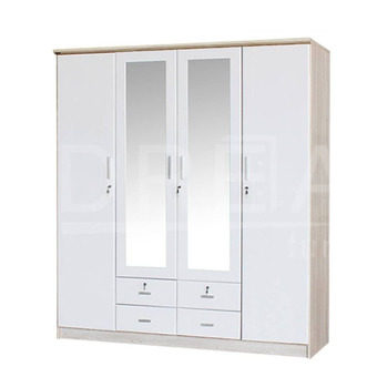 RF Furniture รุ่น W1801WM ตู้เสื้อผ้า 4 บาน ประตูบานขาวเมลามีน พร้อมกระจกเงาหน้าบานยาวบานกลาง 2 บาน