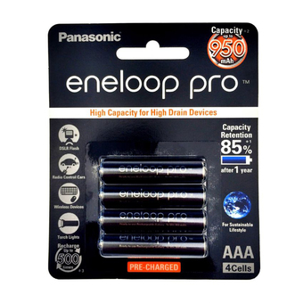 Eneloop Pro 950 mAh Rechargeable Battery AAA x 4 (Black)