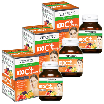 BIO C Vitamin Alpha+Zinc 1,500 mg. ไบโอ ซี วิตามิน ขนาด (30 เม็ดx3 กล่อง)