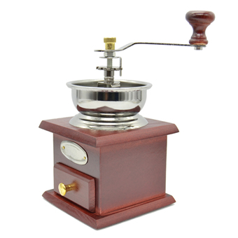 Manual Coffee Grinder Mill Hand Crank Adjustable Wood Iron Antique (Intl)