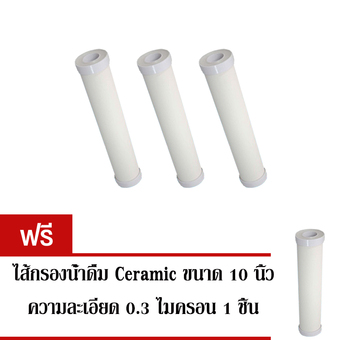 Aquatek USA ไส้กรองน้ำดื่มเซรามิค ขนาด 10" ความละเอียด 0.3 ไมครอน 3 ชิ้น แถมฟรีไส้กรองเซรามิค ขนาด 10นิ้ว 1 ชิ้น"