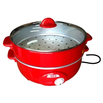 SKG กระทะไฟฟ้า/หม้อสุกี้ อเนกประสงค์ 3.2 L รุ่น SK-188 (สีแดง)