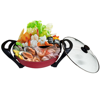 Karabada หม้อสุกี้ หม้อชาบูไฟฟ้า 2 ช่อง Shabu Pot รุ่น SP-2001 ไฟ 1,300 วัตต์ 4 ลิตร (สีน้ำตาลแดง)
