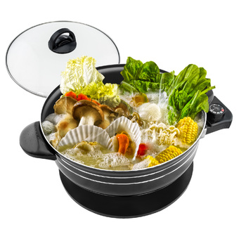 GetZhop หม้อไฟฟ้า หม้อเอนกประสงค์ Jincheng ขนาด 26 cm (Black)