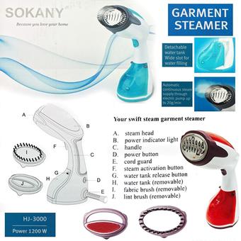 Nara Sokany เครื่องรีดผ้าไอน้ำแบบพกพา 1200 วัตต์ รุ่น HJ-3000 (Red)