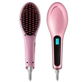 Yuriko Beautiful Star หวีรีดตรงไฟฟ้า แปรงหวีไฟฟ้าผมตรง Fast Hair Straightener (สีชมพู)