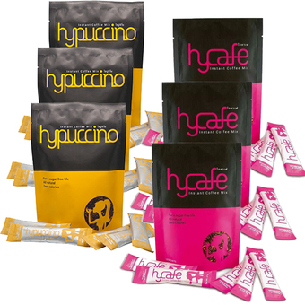 Hylife Hycafe กาแฟลดน้ำหนักไฮ คาเฟ่(10 ซองx 3 แพค) + Hypuccinoกาแฟไฮปูชิโน กาแฟที่หอมนุ่มรส คาปูชิโน่ แคลอรี่ต่ำ(10ซอง x 3 แพค)