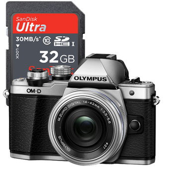 Olympus OM-D E-M10 Mark II kit lens14-42mm. (สีเงิน) + SD card 32 GB มูลค่า800บาท