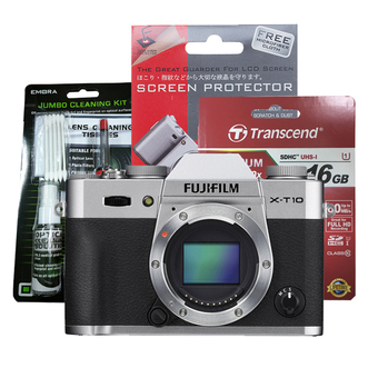Fujifilm X-T10 (BODY) SILVER ประกันร้าน EC-MALL + Transcend SD 16GB CLASS10 +ฟิล์มกันรอย+ชุดทำความสะอาด