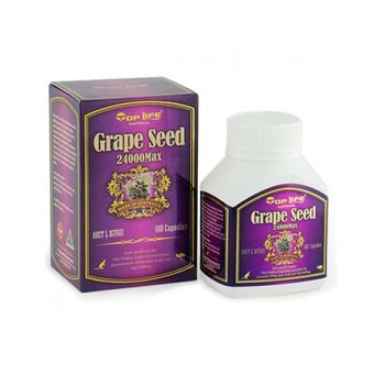 Top Life grape seed 24000 max ท็อปไลฟ์ เกรพซีด สารสกัดเมล็ดองุ่น 24000 แม็กซ์ ( 1 กล่อง x 180 capsules)