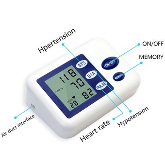 niceEshop Home Digital Arm Blood Pressure Monitor With Heart Rate Monitor And Cuff(White)