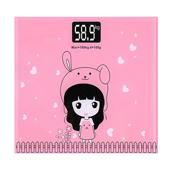 BEST Tmall Electronic weight scale เครื่องชั่งน้ำหนักดิจิตอล กระจกใส (Pink)
