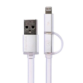 Remax สายชาร์จ 100 cm Aurora High Speed Cable 2-in-1 for Mirco USB/iPhone 5 (สีขาว)