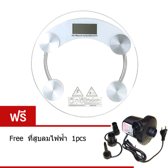 Best Tmall Electronic weight scale เครื่องชั่งน้ำหนักดิจิตอล กระจกใส รุ่น (White) Free ที่สูบลมไฟฟ้า