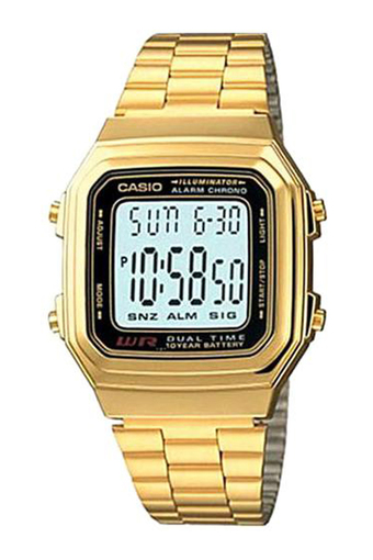 (IMPORTED) Casio นาฬิกาข้อมือผู้หญิง ระบบดิจิตอล สายสเตนเลส รุ่น A-178WGA-1AUDF - สีทอง