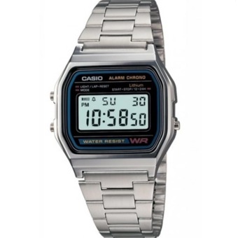 Casio Standard นาฬิกาข้อมือผู้ชาย สีเงิน สายสเตนเลส รุ่น A158Wa-1Df