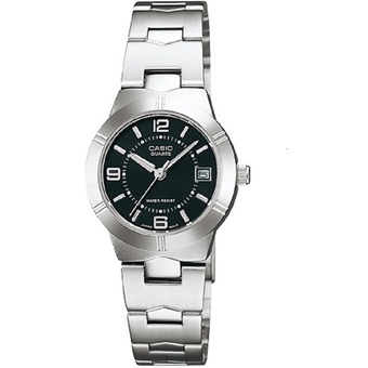 Casio นาฬิกาข้อมือผู้หญิง สายสแตนเลส รุ่น LTP 1241D-1 - สีเงิน/ดำ