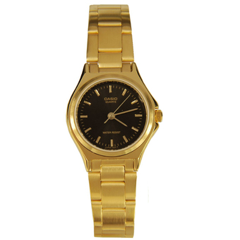Casio นาฬิกาข้อมือผู้หญิง สายสแตนเลส สีทอง รุ่น LTP-1130N-1A ( Black/Gold ) / ประกัน CMG