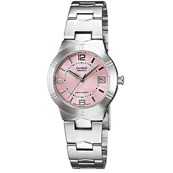 Casio นาฬิกาข้อมือผู้หญิง สายสแตนเลส รุ่น LTP-1241D-4ADF - สีเงิน/ชมพู