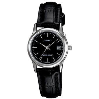 Casio นาฬิกาผู้หญิงสายหนัง รุ่น LTP-V002L-1AUDF (สีดำ)