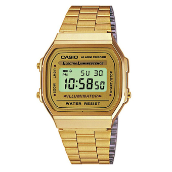 Casio Standard Digital นาฬิกาข้อมือผู้หญิง สีทอง สายสแตนเลส รุ่น A168WG-9WDF