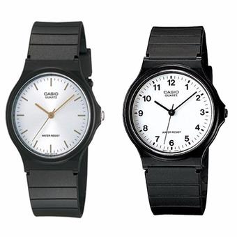 Casio นาฬิกาข้อมือผู้ชาย สีดำ สายเรซิ่น รุ่น MQ-24-7B และ MQ-24-7E2 แพ็คคู่