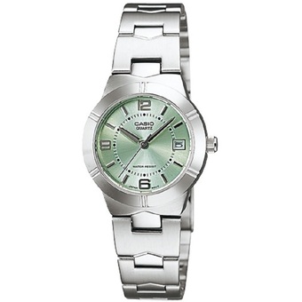 Casio นาฬิกาข้อมือผู้หญิง สายสแตนเลส รุ่น LTP-1241D-3ADF - สีเงิน/เขียว